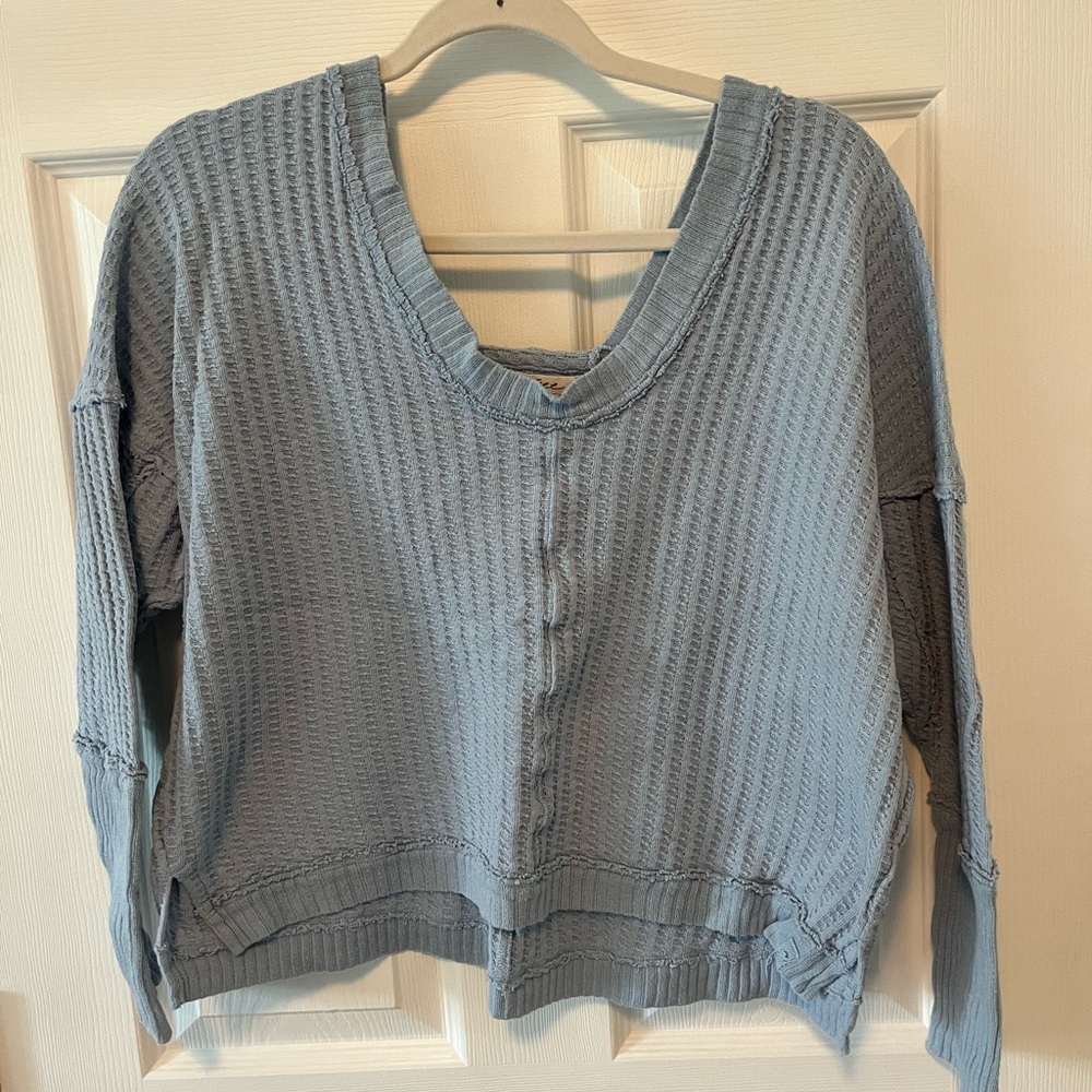 We The Free Sky Blue Knit Top